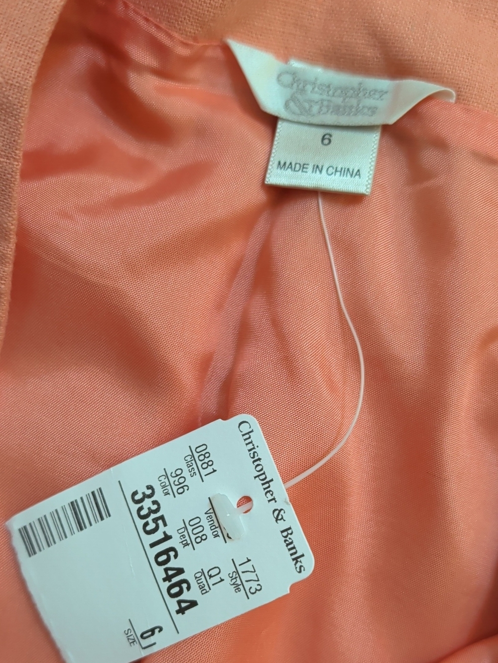 Christopher & Banks Peach Linen Blend Tiered Midi Skirt - Picture 3 of 7